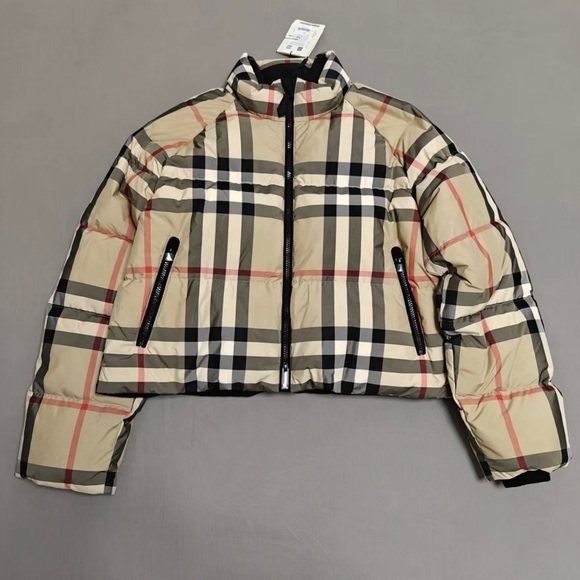 Burberry Shoes - Burberry Beige and Black Plaid Puffer Jacket